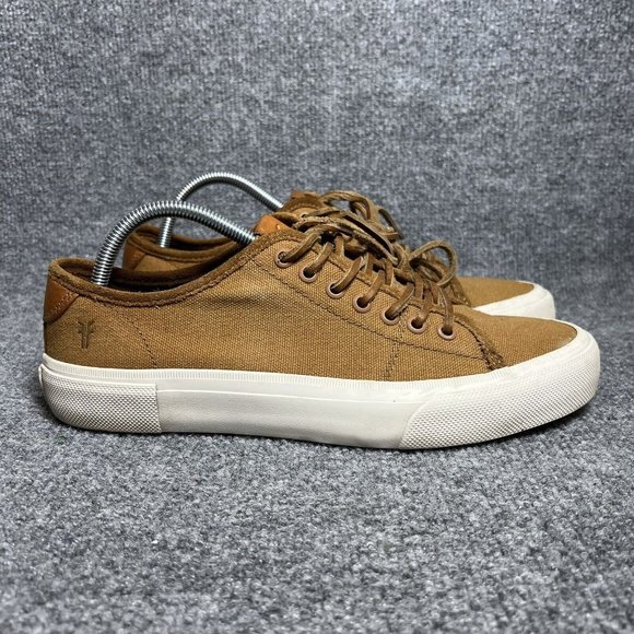 Frye Other - Frye Ludlow Cognac Canvas Shoes Mens Size 9.5 Cognac Brown Lace Up Low Sneakers